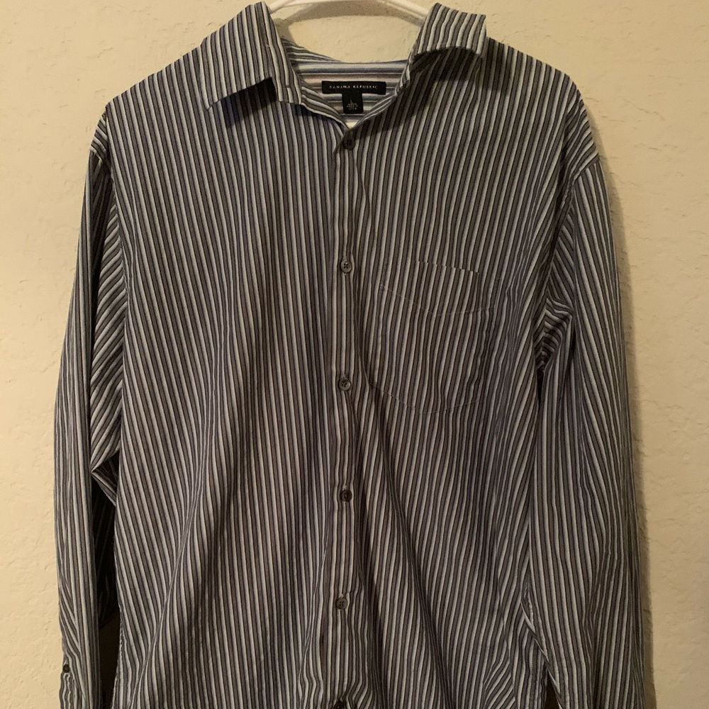 banana republic button up stripe long sleeve L
